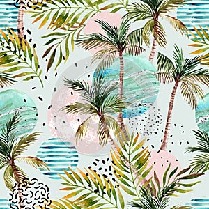 Abstract summer tropical palm tree background. photo