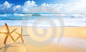 Abstract summer vacation background. Art Honeymoon trip concept. Love on the beach symbol