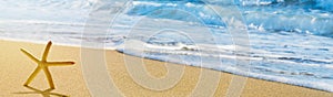 Abstract summer vacation background of blurred beach and sea waves