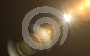 Abstract sun burst with digital lens flare background.Abstract digital lens flares special lighting effects on black