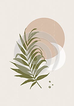 Abstract Sun leaves print boho minimalist printable wall art