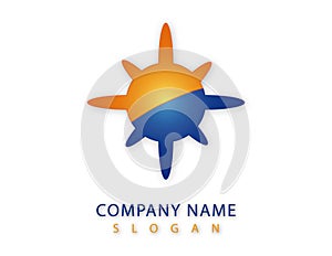 Abstract sun logo on white background