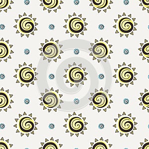 Abstract sun seamless pattern. Vector sunny background for kids wallpaper, print