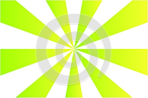 Abstract sunburst pattern, gradient green and yellow ray colors on white background. Vector illustration, EPS10.