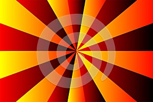 Abstract sunburst pattern, gradient yellow, red and black ray colors. Vector illustration, EPS10. Geometric pattern.