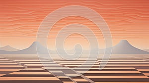 Abstract Sunrise And Desert: Retro Tv Show Poster Or Magazine Cover
