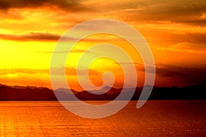 Abstract Sunset at lake in Thailand