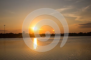 Abstract sunset over water surface in Thailand