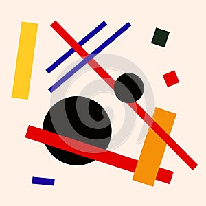 Abstract suprematism composition, square flat illustration