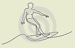Abstract surfer one line drawing