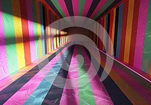 Abstract surreal background with colorful lines and stripes. Light and shadow. AI generated