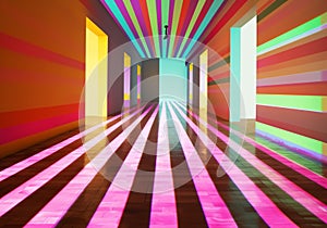 Abstract surreal background with colorful lines and stripes. Light and shadow. AI generated