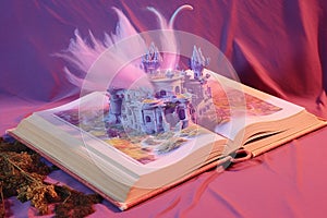 Abstract and surreal looking magical book background