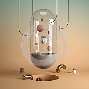 Abstract surrealism shape art 3D rendering