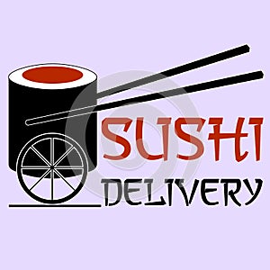 abstract sushi delivery logo made of sushi chopsticks and wheels