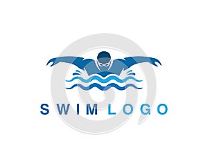 Abstract swimming logo icon design.