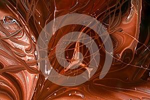 Abstract swirl background, stripes and curves of white, blue and brown colors. Mixed white, brown and red colors. Like chocolate