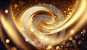 Abstract Swirl Glittering Gold With Bokeh Effect Background