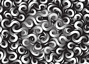 Abstract swirl lines and dots seamless pattern. Artistic line ornamental stylish background. Abstract tiled monochrome texture