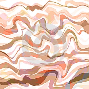 Abstract swirl marble texture Horizontal wavy dynamic curved stripes in soft warm fall natural tones White background