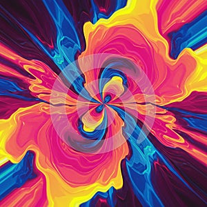 Abstract swirl pattern featuring vibrant colors of pink, blue, and yellow. The