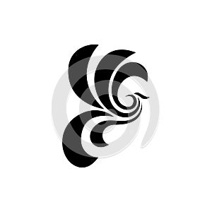 Abstract swirl phoenix logo design. Phoenix silhouette design template