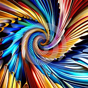 Abstract swirl psychedelic colourful fractal curves design pattern illustration wallpaper