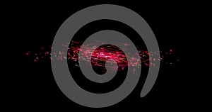 Abstract swirl red lines particles energy black background animation