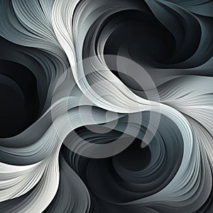 Abstract Swirled Shapes In Black And White: A Gradient Color Blend