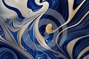 Abstract Swirling Azure Blue Marbled Background