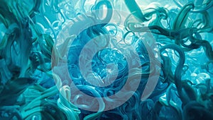 Abstract Swirling Blue Organic Forms