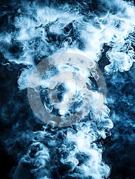 Abstract swirling blue smoke pattern
