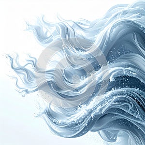 Abstract Swirling Blue and White Fluid Dynamics with Tiny Bubbles and Particles