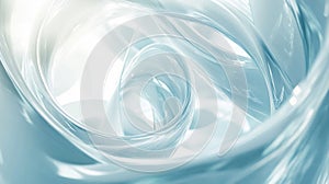 Abstract swirling light blue glass forms create a mesmerizing design
