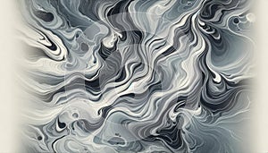 Abstract Swirling Marble Texture in Monochrome Shades, AI Generated