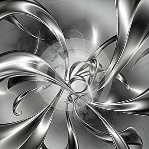 Abstract swirling metallic ribbons in a dynamic composition