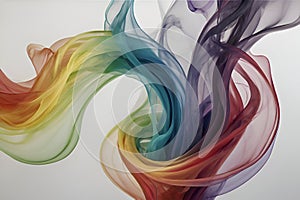 Vibrant rainbow-colored smoke flows dynamically, creating a mesmerizing illustration.