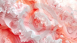 Abstract swirling red and white colors, resembling fluid art,. Generated AI