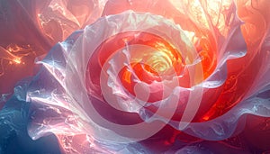 Abstract Swirling Rose Petals with Fiery Core