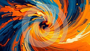 Abstract Swirling Symphony of Orange and Blue Hues photo