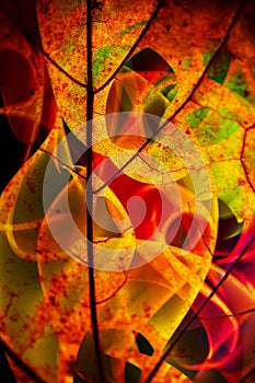 Abstract Swirls and Autumn Leaves Background Design