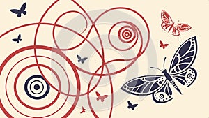 Abstract swirls and butterflies pattern design element vector design Generative AI