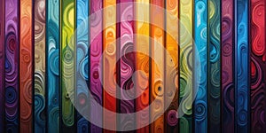 Abstract Swirls on Colorful Wooden Panels Background Texture and Design