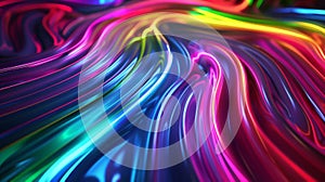 Abstract swirls of neon lights enchant in a rainbow of colors photo