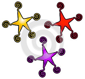 Abstract Swirly Stars Clip Art