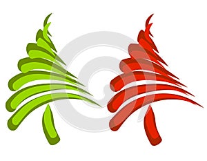 Abstract Swoosh Christmas Trees