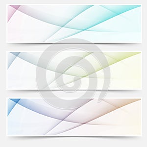 Abstract swoosh line header web footer set