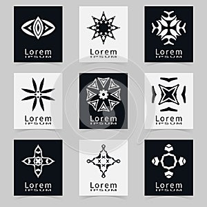 Abstract symmetric geometric shapes, business icon logo collection