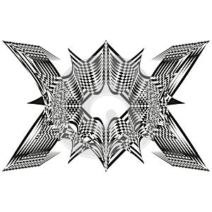 Abstract symmetrical pattern. Geometric sharp shapes. Optical illusion element. Vector modern design.