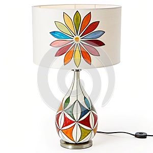 Abstract table lamp with colorful petal design photo